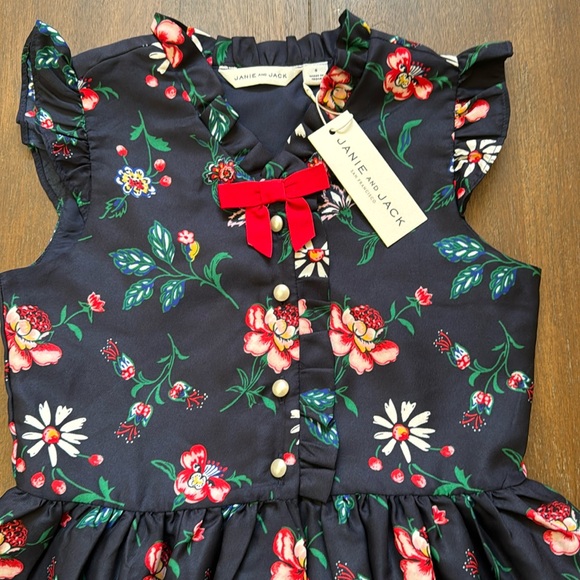 New with tag Size 8 Janie and Jack satin lined navy blue sleeveless dress tulle - Picture 2 of 7